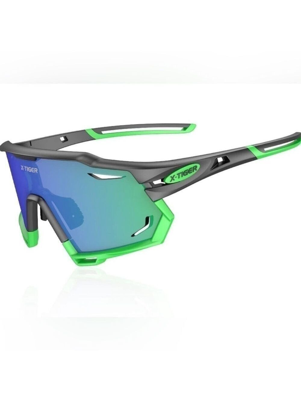 Unisex X-Tinger Polarized Green Black Cycling Sunglasses!